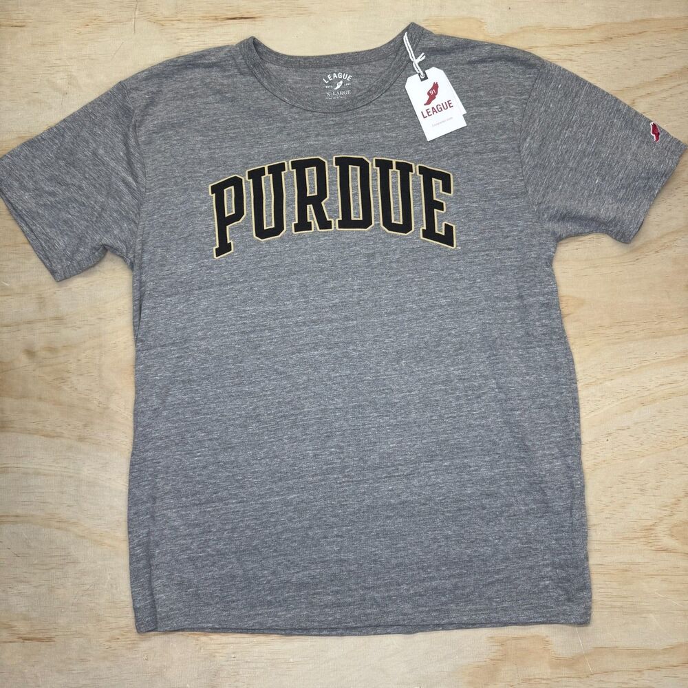 NEW Purdue Boilermakers League 91 Short Sleeve Tri-Blend Shirt Gray XL SLIM Fit